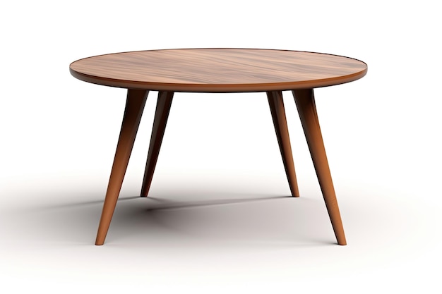 Bruine houten ronde salontafel geïsoleerd op een witte achtergrond
