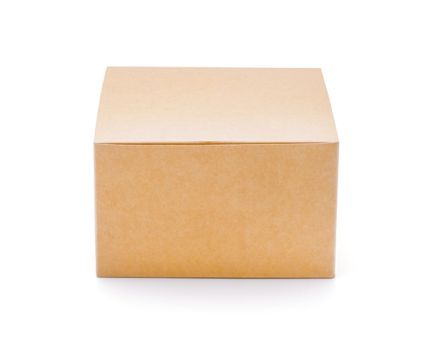 Foto bruine kartonnen doos geïsoleerd op een witte achtergrond geschikt voor verpakking
