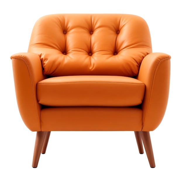 Foto bruine lederen fauteuil vintage stijl geïsoleerd op witte achtergrond a generatief