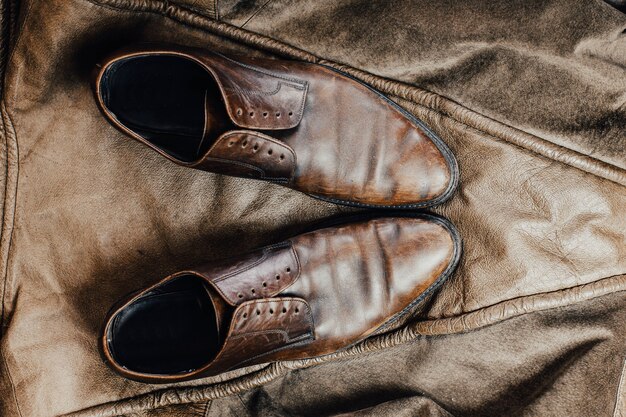 Bruine leren vintage shabby schoenen