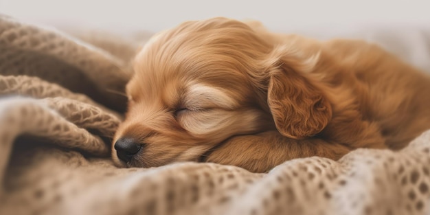 Bruine puppy slaapt Generatieve AI