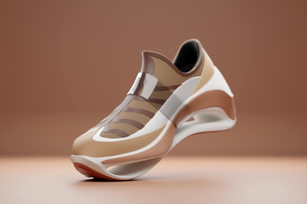 Bruine sneaker premium 3d Render op een monochrome achtergrond