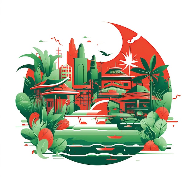 Bruisend Bangkok Een Kleurrijke Stadsgezicht Illustratie