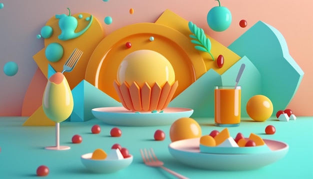 Brunch various colors 3d render