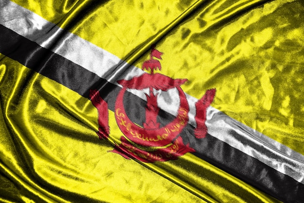 brunei darussalam doek vlag Satijnen vlag zwaaiende stof textuur van de vlag