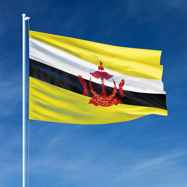 Brunei Flag on Flagpole