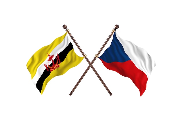 Brunei versus Czech Republic Two Countries Flags Background