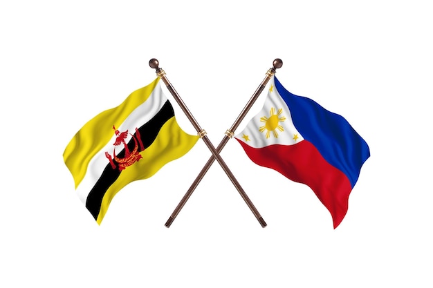 Brunei versus Filipijnen twee landen vlaggen achtergrond