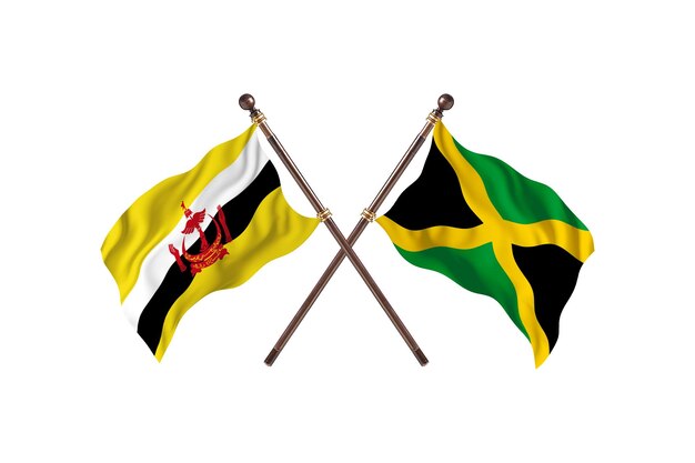 Brunei versus Jamaica twee landen vlaggen achtergrond