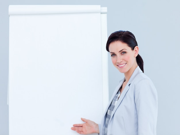 Brunette businesswoman giving a presentation