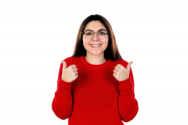 Brunette girl with glasses