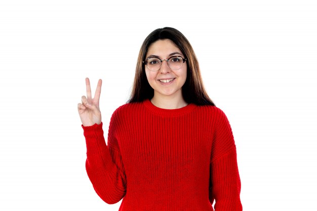 Brunette girl with glasses