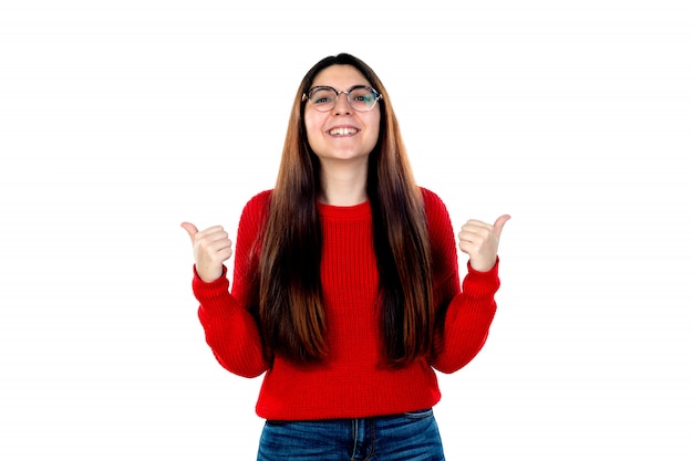 Brunette girl with glasses