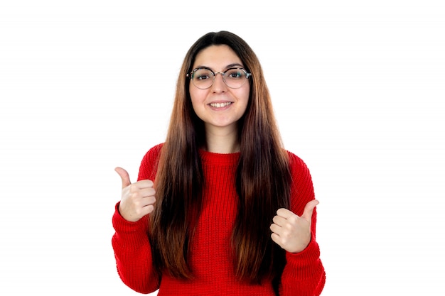 Brunette girl with glasses