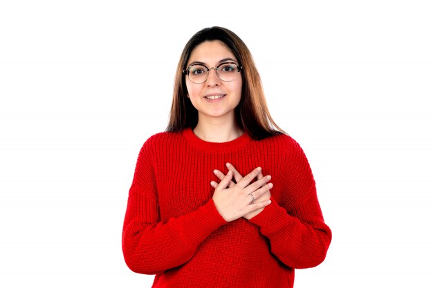 Brunette girl with glasses