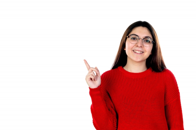 Brunette girl with glasses