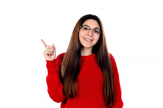 Brunette girl with glasses