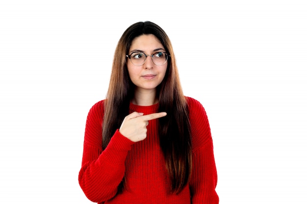 Brunette girl with glasses