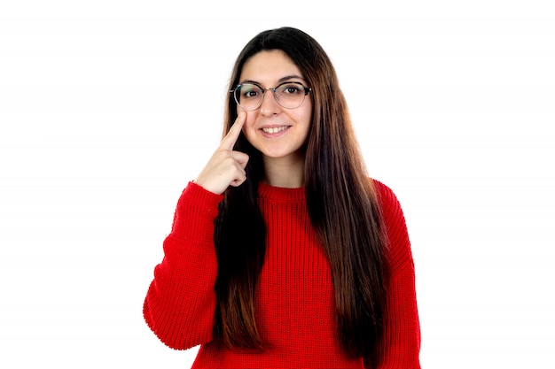 Brunette girl with glasses