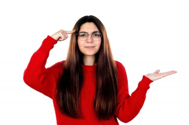 Brunette girl with glasses