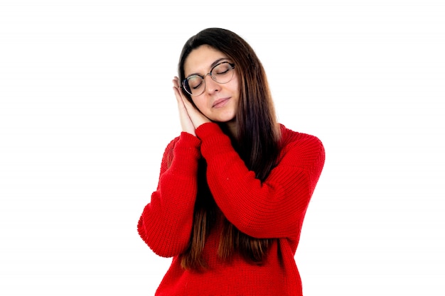 Brunette girl with glasses