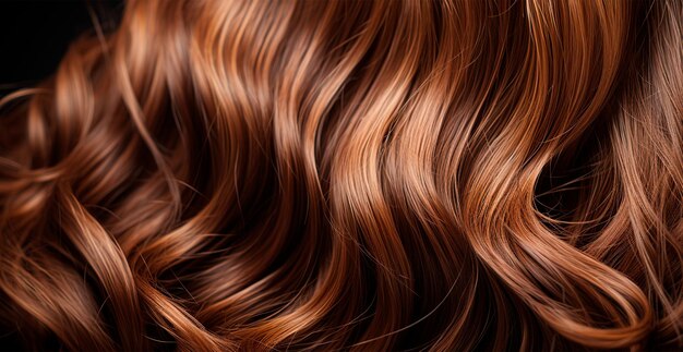 Brunette hair closeup as background Women's long natural dark hair Girl with wavy shiny curls AI generated image