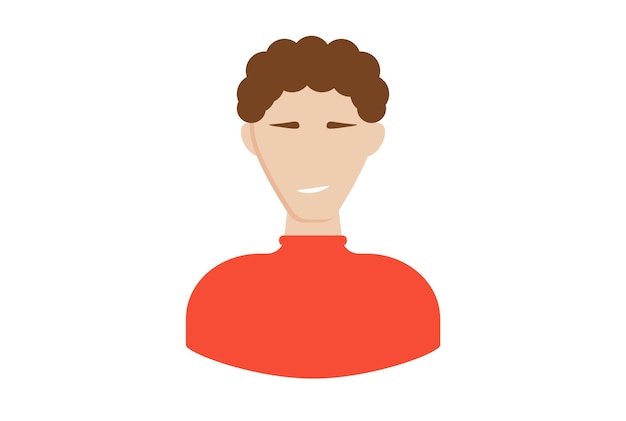Foto brunette in een rood shirt avatar pictogram karakter web symbool persoon app teken