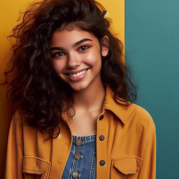 A brunette model curly hairstyle