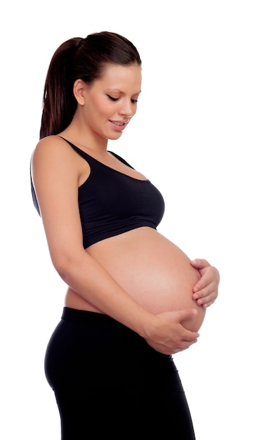 Photo brunette pregnant in black