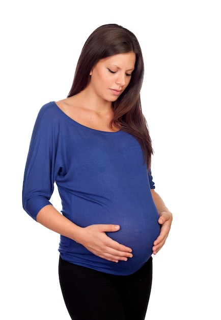 Brunette pregnant woman