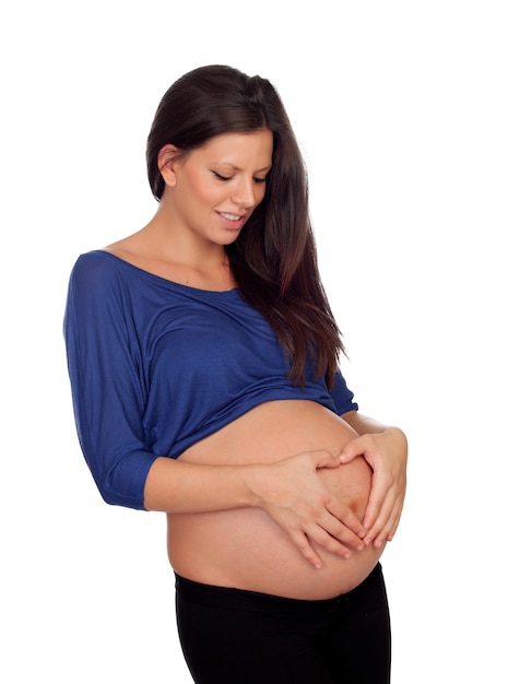 Brunette pregnant woman