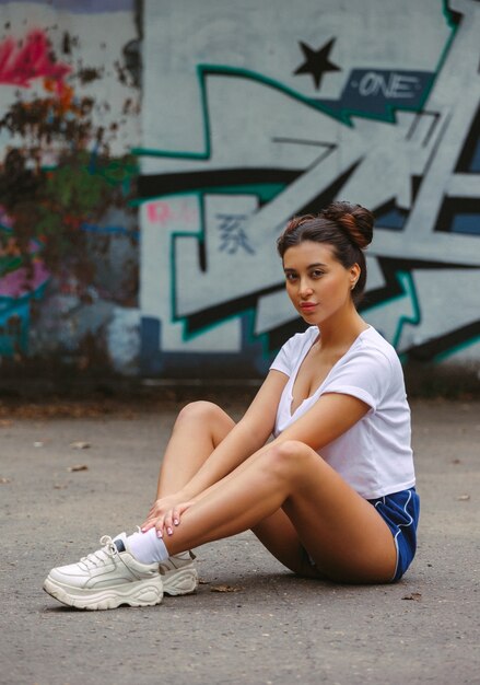 Brunette in a tracksuit