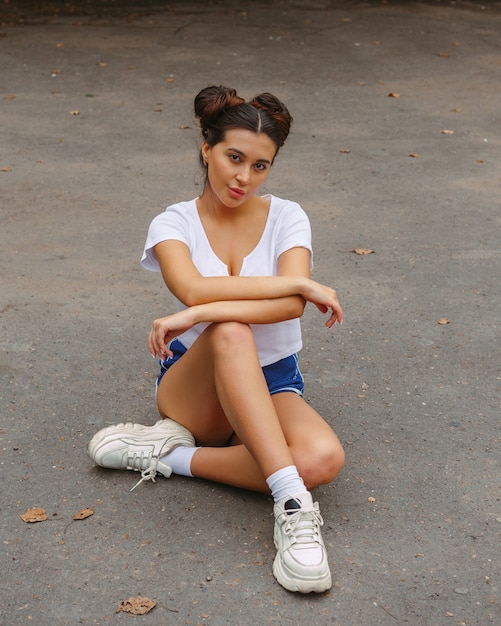 Brunette in a tracksuit