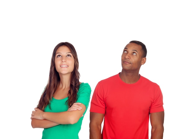 Brunette woman and handsome African man