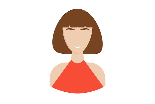 Brunette women with bangs avatar icon character web symbol person app sign