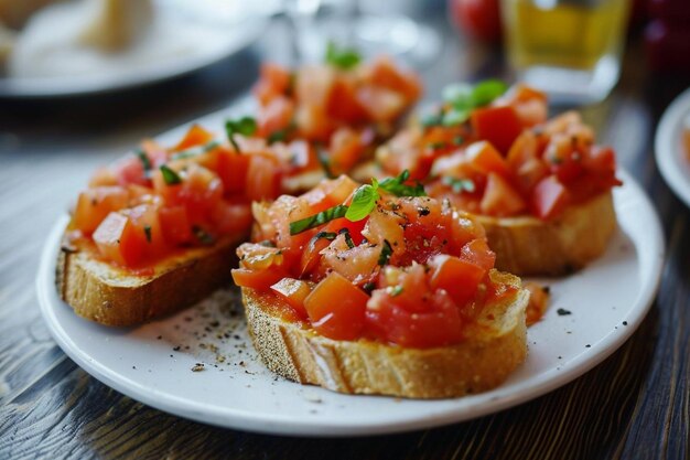 Bruschetta in italian restaurant on plate