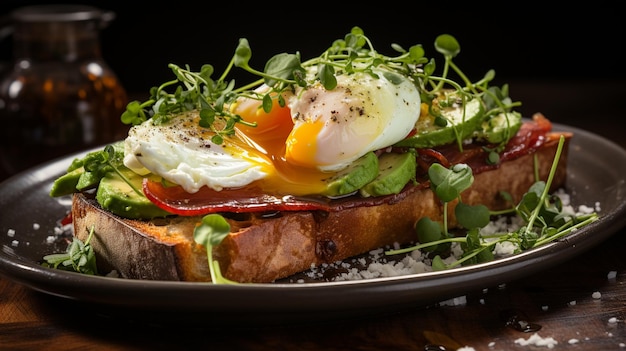 Bruschetta met avocado microgrin kwarteleieren en ad