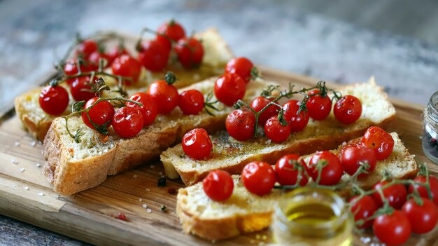 Bruschetta met olijfolie en kerstomaatjes