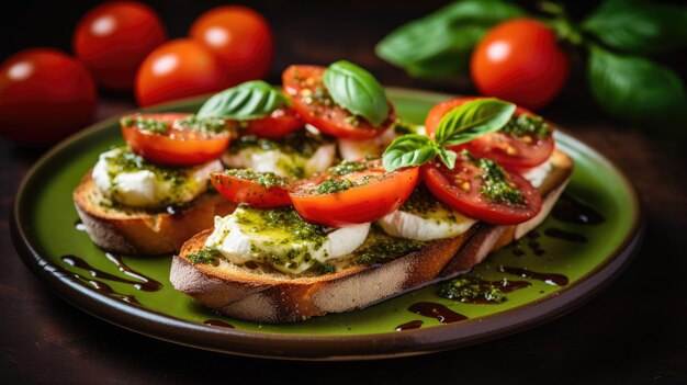 Bruschetta met tomaten mozzarella en basilicum