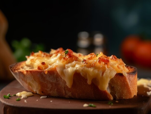 bruschetta-plaat met verschillende toppings en kruiden op een rustiek houten bord