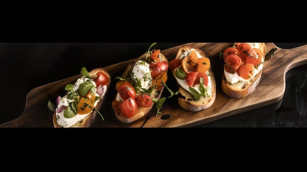 Photo bruschetta trio with slic