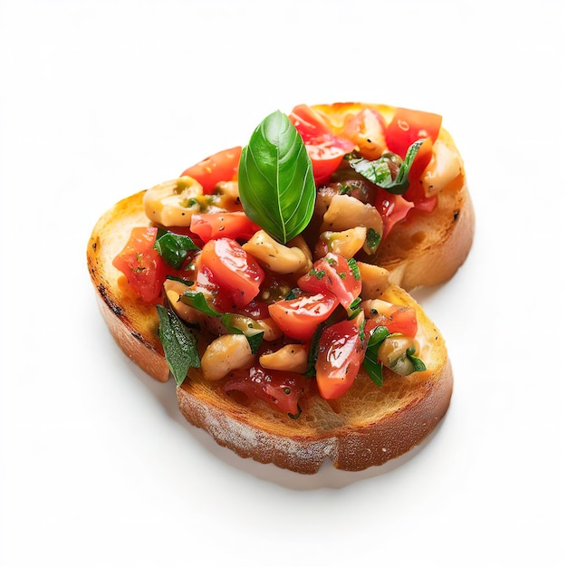 Bruschetta on a white background