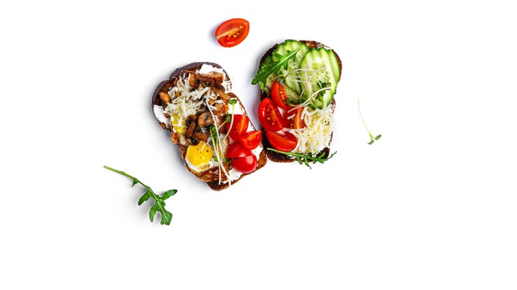 Photo bruschetta with different fillings 