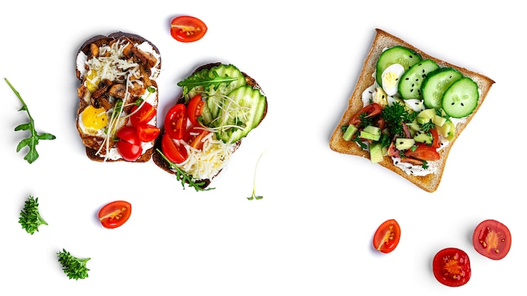 Photo bruschetta with different fillings 