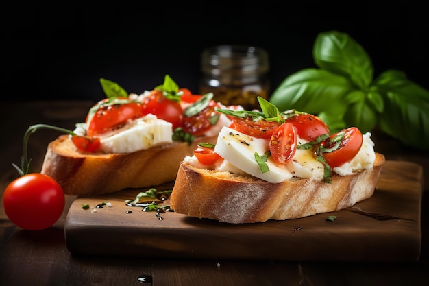 Bruschetta with Mozzarella Italian Appetizer