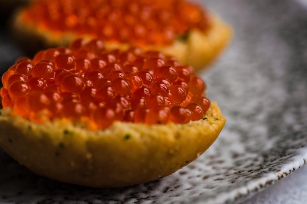 Bruschetta with red caviar