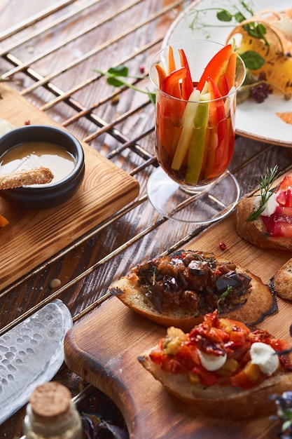 Bruschetta on a wooden board