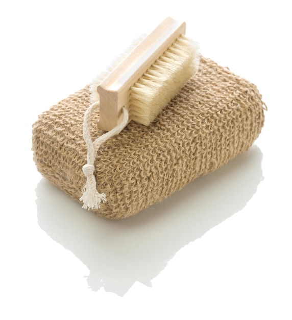 Brush on bath sponge