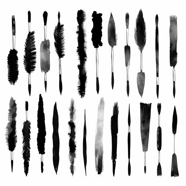 Brush strokes collection with clean background