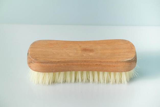 Photo brush with wooden handle and soft bristles